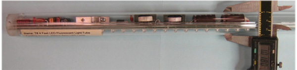 LED driver mounted in a T8 tube